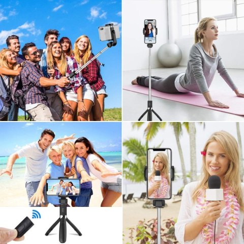 Bezprzewodowy Selfie Stick Statyw Tripod L01S Czarny