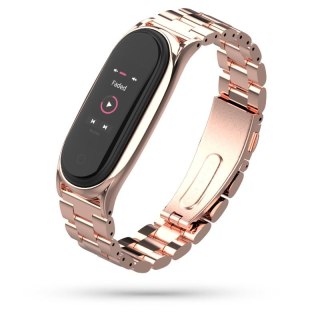 Pasek bransoleta Stainless do Xiaomi Mi Band 5 różowe złoto