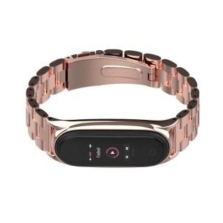 Pasek bransoleta Stainless do Xiaomi Mi Band 5 różowe złoto