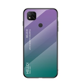 Etui pokrowiec nakładka ze szkła hartowanego Gradient Glass do Xiaomi Redmi 9C zielono-fioletowy