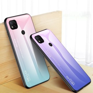 Etui pokrowiec nakładka ze szkła hartowanego Gradient Glass do Xiaomi Redmi 9C zielono-fioletowy