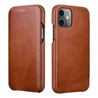 Skórzane etui ICarer Curved Edge Vintage Folio do iPhone 12 / 12 Pro brązowy