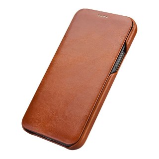 Skórzane etui ICarer Curved Edge Vintage Folio do iPhone 12 / 12 Pro brązowy