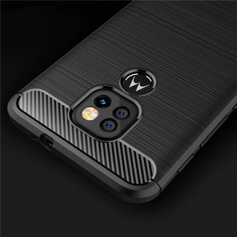 Etui Carbon + Szkło Płaskie do Motorola Moto G9 Play / E7 Plus