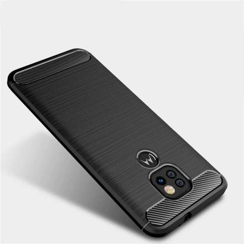 Etui Carbon + Szkło Płaskie do Motorola Moto G9 Play / E7 Plus