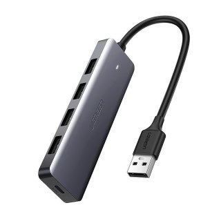 Ugreen rozdzielacz HUB USB - 4x USB 3.2 Gen 1 z portem zasilania micro USB + adapter USB Bluetooth 4.0 szary (CM219 70336)