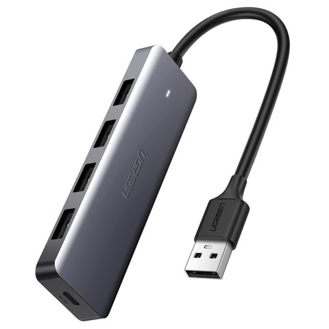 Ugreen rozdzielacz HUB USB - 4x USB 3.2 Gen 1 z portem zasilania micro USB + adapter USB Bluetooth 4.0 szary (CM219 70336)