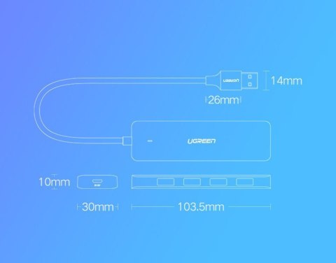 Ugreen rozdzielacz HUB USB - 4x USB 3.2 Gen 1 z portem zasilania micro USB + adapter USB Bluetooth 4.0 szary (CM219 70336)