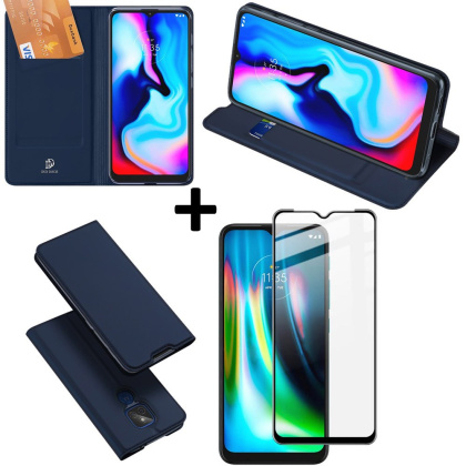 Etui Dux Ducis + szkło pełne do Motorola Moto G9 Play / E7 Plus Granatowy