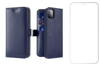 Etui Kado do iPhone 12 / 12 Pro niebieski + szkło