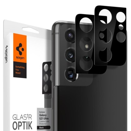 Nakładka na obiektyw aparatu 2 szt. Spigen do Samsung Galaxy S21 Ultra Black