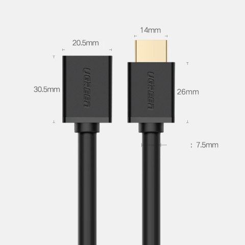 Ugreen kabel przewód adapter przejściówka przedłużacz HDMI (żeński) - HDMI (męski) 4K 10,2 Gbps 340 Mhz audio ethernet 0,5 m cza
