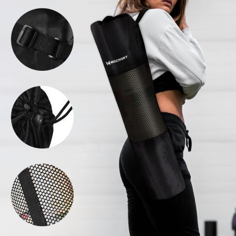 Wozinsky mata gimnastyczna do ćwiczeń 181 cm x 63 cm x 1 cm joga pilates czarny (WNSP-BLAC)