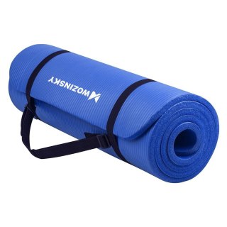 Wozinsky mata gimnastyczna do ćwiczeń 181 cm x 63 cm x 1 cm joga pilates niebieski (WNSP-BLUE)