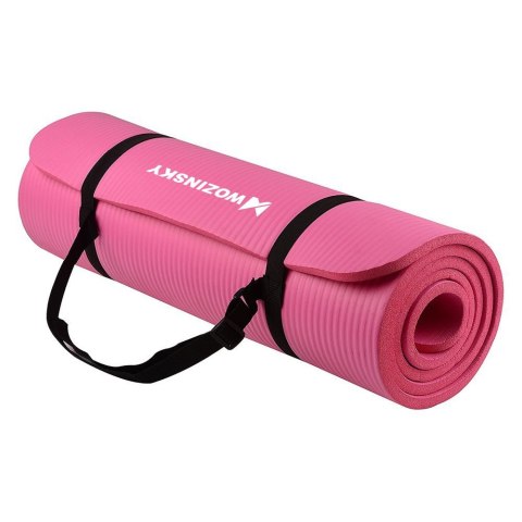 Wozinsky mata gimnastyczna do ćwiczeń 181 cm x 63 cm x 1 cm joga pilates różowy (WNSP-PINK)