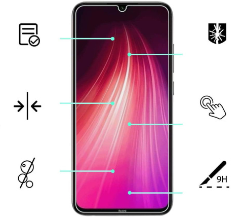 Szkło hartowane 9H płaskie do Xiaomi Redmi Note 8 Pro