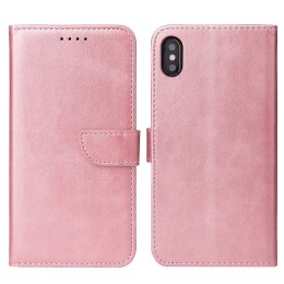 Futerał etui portfel z klapką do iPhone XR różowy