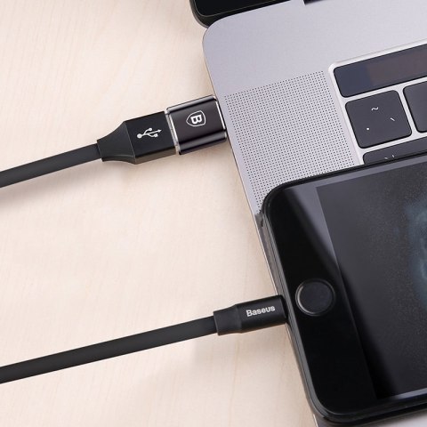 Baseus adapter przejściówka ze złącza USB na USB Type-C OTG czarny (CATOTG-01)