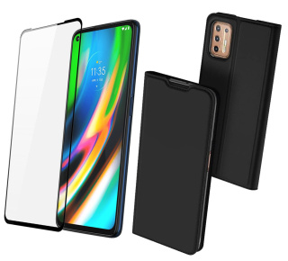 Etui Dux Ducis Czarny + szkło pełne do Motorola Moto G9 Plus