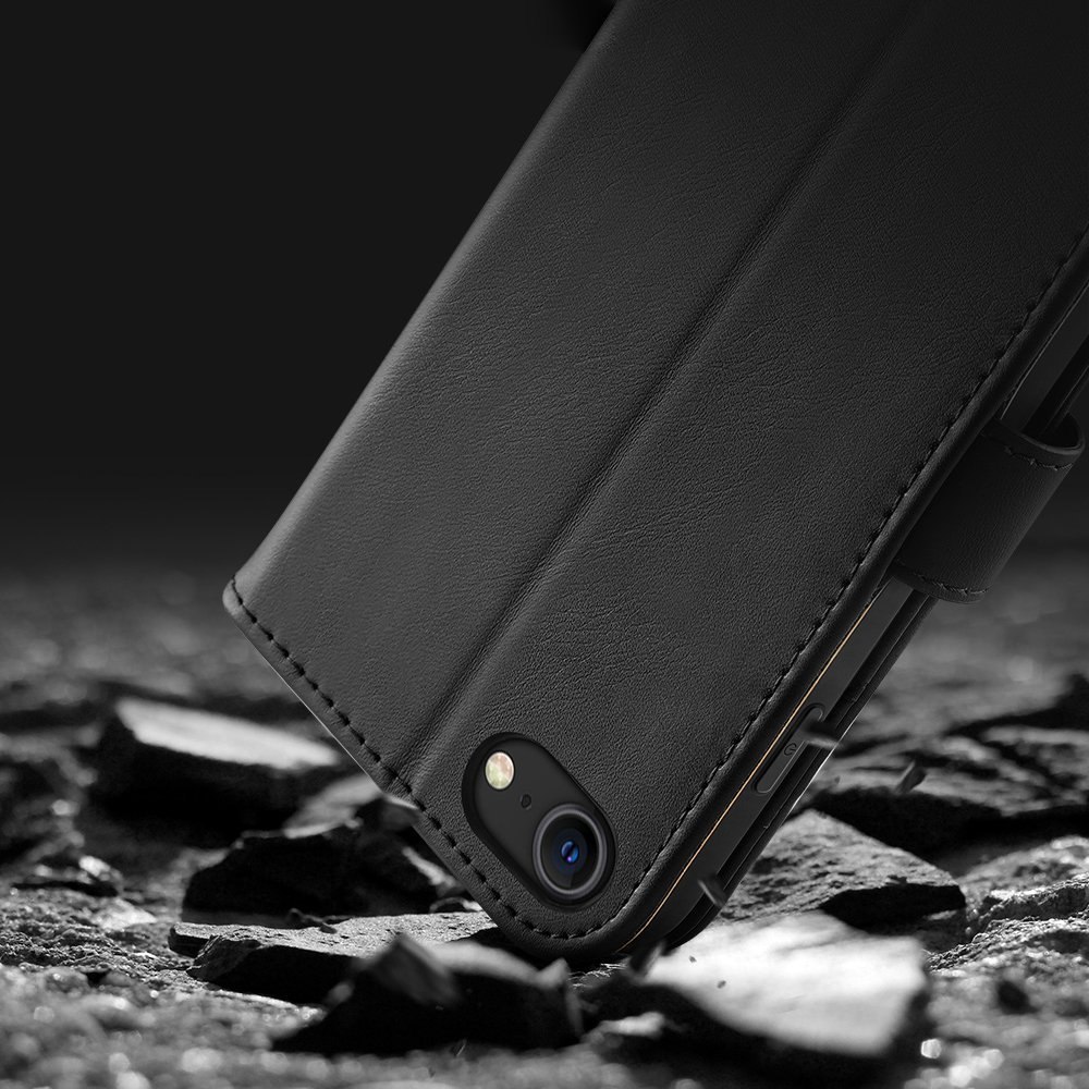 Etui Hivo Dux Ducis skórzane z klapką do iPhone 7 / 8 / SE 2020 czarny