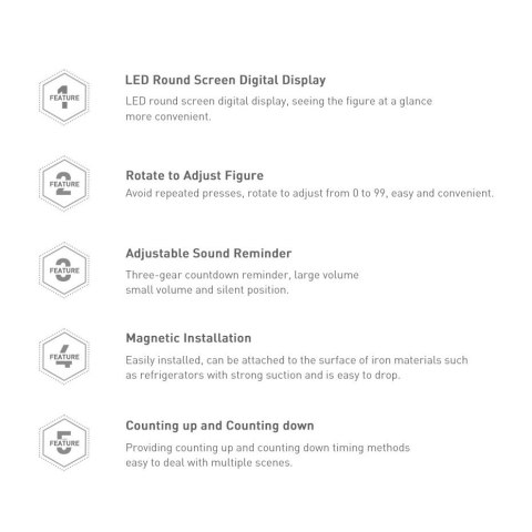 Baseus Heyo obrotowy minutnik czasomierz elektroniczny timer czarny (ACDJS-01)