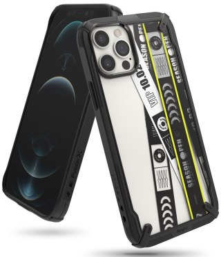 Etui Ringke Fusion X Design do iPhone 12 / 12 Pro czarny (Ticket band)