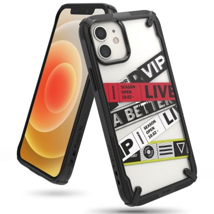 Etui Ringke Fusion X Design do iPhone 12 mini czarny (Ticket band 2)