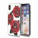 Oryginalne Etui Guess do iPhone X transparent hard case Flower Desire red rose
