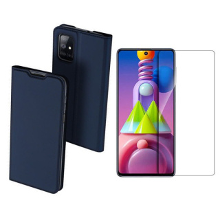 Etui Dux Ducis + szkło 2,5D do Samsung Galaxy M51 niebieski