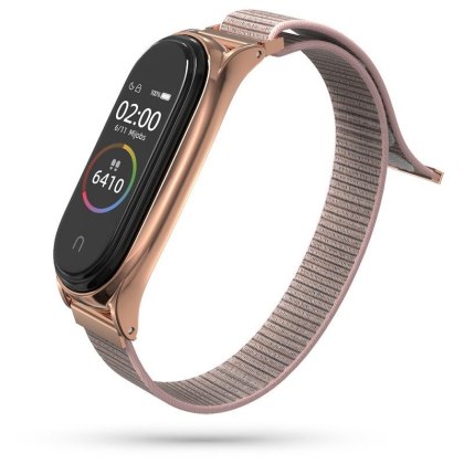 Pasek Nylon do Xiaomi Mi Band 5 / 6 Rose Gold