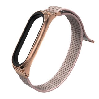 Pasek Nylon do Xiaomi Mi Band 5 / 6 Rose Gold