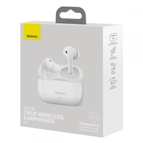 Bezprzewodowe Słuchawki Baseus W3 TWS Wireless Earphone White