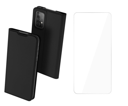 Etui Dux Ducis + szkło płaskie do Samsung Galaxy A52 czarny