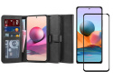 Etui Wallet 2 + Szkło Pełne Full Glue do Xiaomi Redmi Note 10 / 10S