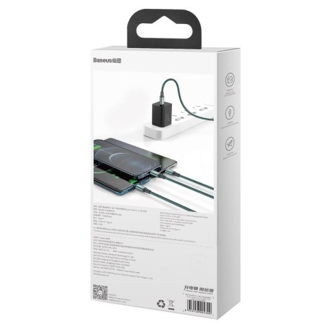 Baseus Rapid 3w1 kabel USB Typ C - USB Typ C / Lightning / micro USB 20 W 1,5 m zielony (CAMLT-SC06)