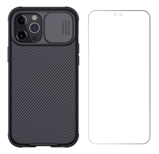 Etui Nillkin z osłoną aparatu + Szkło Hartowane do iPhone 12 / 12 Pro