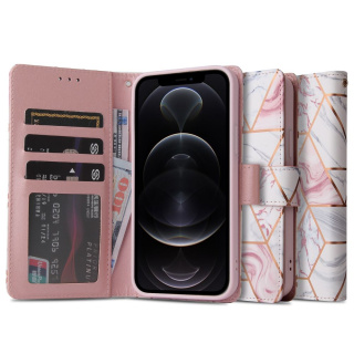 Etui z Klapką Wallet Marble + Szkło Płaskie do iPhone 12 / 12 Pro