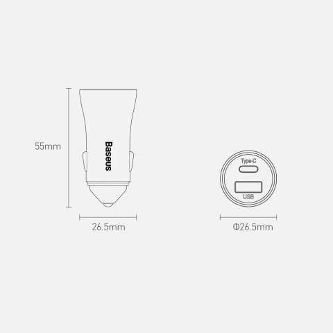 Szybka ładowarka samochodowa USB Typ C / USB 40 W Power Delivery 3.0 Quick Charge