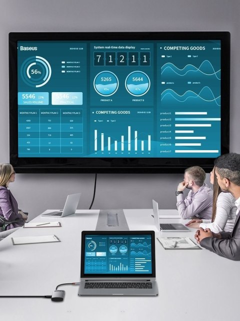 Baseus Metal Gleam 4w1 wielofunkcyjny HUB USB Typ C - USB Typ C Power Delivery 100 W / HDMI 4K 30 Hz / USB 3.2 Gen 1 / USB 2.0 (