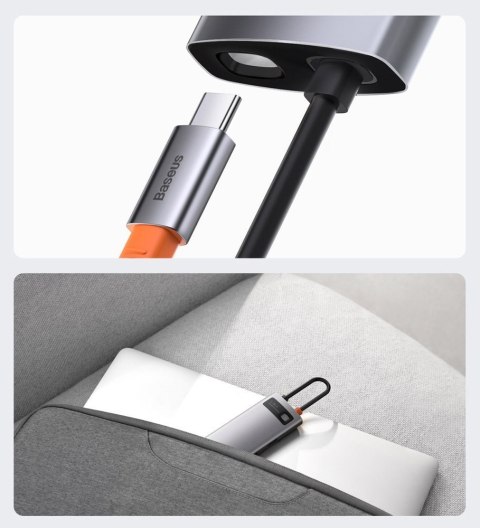 Baseus Metal Gleam 6w1 wielofunkcyjny hub USB Typ C - USB Typ C Power Delivery 100 W / HDMI 4K 30 Hz / 3x USB 3.2 Gen 1 / RJ45 1