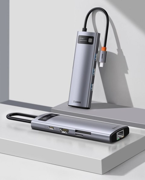Baseus Metal Gleam 8w1 wielofunkcyjny HUB USB Typ C - USB Typ C Power Delivery 100 W / HDMI 4K 30 Hz / czytnik kart SD i microSD