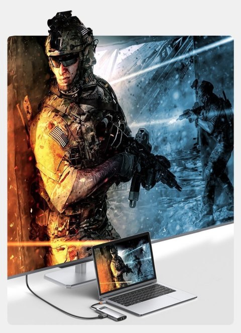 Baseus Metal Gleam 8w1 wielofunkcyjny HUB USB Typ C - USB Typ C Power Delivery 100 W / HDMI 4K 30 Hz / czytnik kart SD i microSD