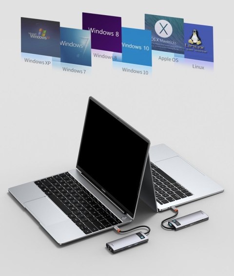 Baseus Metal Gleam 8w1 wielofunkcyjny HUB USB Typ C - USB Typ C Power Delivery 100 W / HDMI 4K 30 Hz / czytnik kart SD i microSD