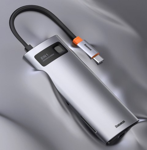 Baseus Metal Gleam 8w1 wielofunkcyjny HUB USB Typ C - USB Typ C Power Delivery 100 W / HDMI 4K 30 Hz / czytnik kart SD i microSD