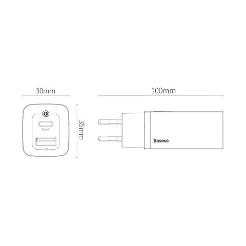 Baseus GaN2 Lite szybka ładowarka sieciowa 65W USB / USB Typ C Quick Charge 3.0 Power Delivery (azotek galu) czarny (CCGAN2L-B01