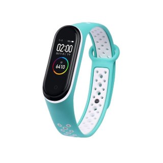 Silikonowa opaska pasek do Xiaomi Mi Band 4 / Mi Band 3 Dots turkusowo-biały