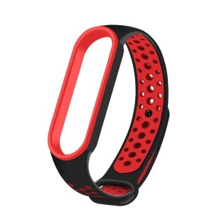 Silikonowa opaska pasek do Xiaomi Mi Band 5 / 6 / 7 Dots czarno-czerwony