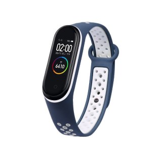 Silikonowa opaska pasek do Xiaomi Mi Band 5 Dots granatowo-biały