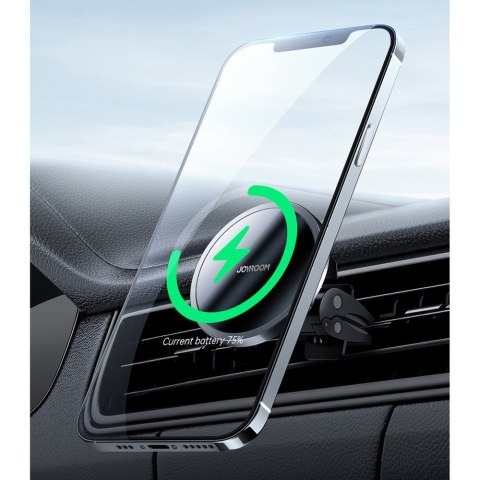Joyroom samochodowy uchwyt magnetyczny bezprzewodowa indukcyjna ładowarka Qi 15 W (kompatybilna z MagSafe do iPhone) czarny (JR-