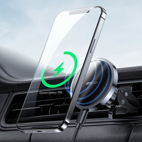 Joyroom samochodowy uchwyt magnetyczny bezprzewodowa indukcyjna ładowarka Qi 15 W (kompatybilna z MagSafe do iPhone) czarny (JR-